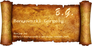 Benyovszki Gergely névjegykártya